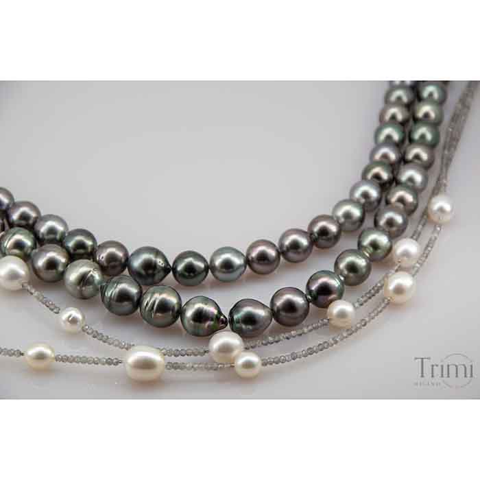 la lunghezza è regolabile il montaggio della collana di perle è originale e femminile Gioielli Collane Collane di perline Collana da donna due perline di tahiti su pelle 